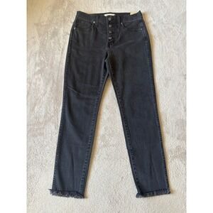 NWT Madewell Sz 28P 10" High Rise Skinny Crop Jeans Button Fly Frayed‎ Hem Black